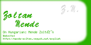 zoltan mende business card